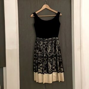 Gorgeous black velvet and lace overlay vintage dress